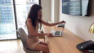 The skinny girl complains about her neighbor's loud fucking, but gets fucked by him