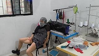 so this indian seamstress was masturbating in the clothing workshop, it was wild