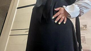 Syrian woman in panties caresses herself