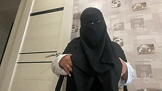 Syrian woman in panties caresses herself