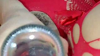 That wet pussy squirts all over the coke bottle