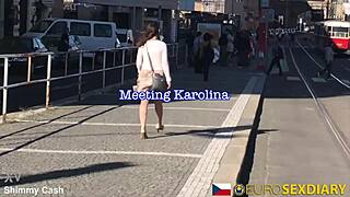 sexy redhead milf picked up in prague shop, filled with monster cock