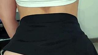 Horny cheerleader skips training to ride big cock and swallow cum