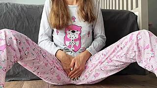 Stepsister Small Boobs In Pajama Fuck Finger Pussy And Squirting Cum Close Up