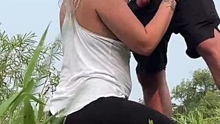 almost caught fucking in the park with big tits