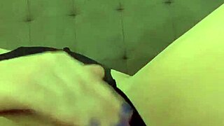 real luxury escort girl with white skin and pink pussy masturbating at bed in hotel infront of her client