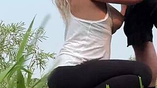 almost caught fucking in the park with big tits