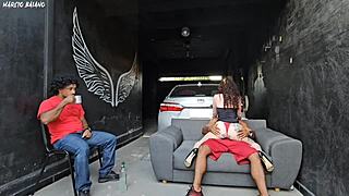 My friend's girlfriend dances close notices my hard cock fucks me in front of cuck