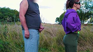 a stranger with perfect ass caught guy jerking off outdoors and fucked him 😈