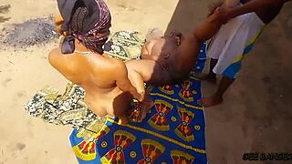 Village Amateur in the Kitchen with Two Long Dicks!