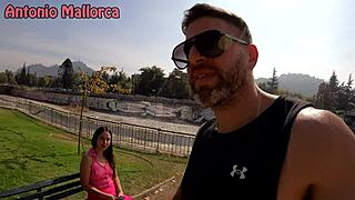 Picking up a cute Chilean girl in the public park