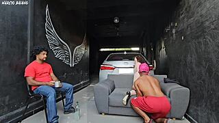 My friend's girlfriend dances close notices my hard cock fucks me in front of cuck