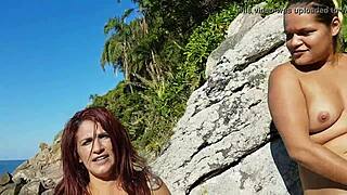 Three beauties on beach with Paty Bumbum Melissa Devassa Arlequina do Funk