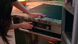 Big tits stepmom burned my breakfast, so she offered sex in the kitchen?