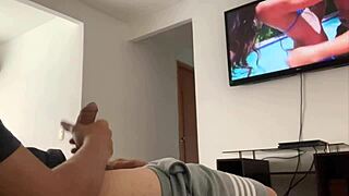 I thought I was alone, but my stepmother was watching me masturbate in the living room.