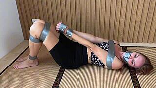 Horny girlfriend tied up and is punished with a vibrator