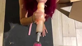my sex machine fucks deep throat with huge dildo teen 18+ cat girl sucking sex toy hardcore fetish blowjob