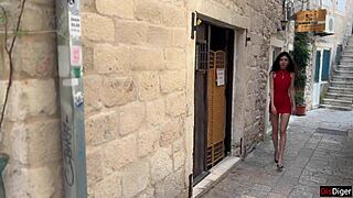 Girl on vacation in Italy seduces stranger and fucks him in hotel