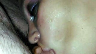 Amateur babe with big tits gives a slutty blowjob, deepthroating and sucking homemade
