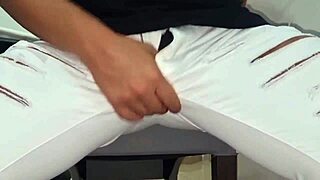 Hey, the Italian stepson with big cock fucks me on the bed first then cums close up on phone showing hot sperm