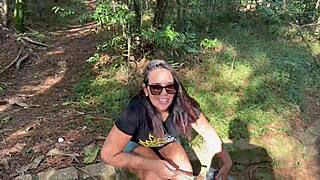 Naked in woods, hot big ass and small tits exposed