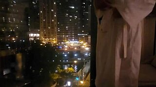 girlfriend masturbates in public hotel window orgasm