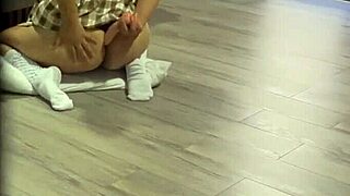 School Latina uses a toy in front of her stepfather's view - amateur