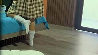 School Latina uses a toy in front of her stepfather's view - amateur