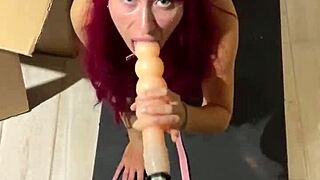 me- cat red fetish girl got sexually aroused and blowjob sucked sex machine