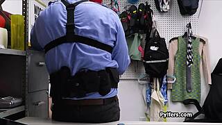 The guy checks the teen's holes with a flashlight and his dick in the office