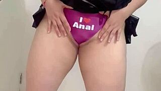 The Mexican Secretary Strips Naked, Showing Her Panties, Ass, And Pussy On Camera.