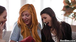 Lauren Phillips chaperones teen neighbor Maya Woulfe and her girlfriend Lily Larimar for their first lesbian sex.