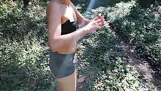My hot stepdaughter kept teasing me in the woods