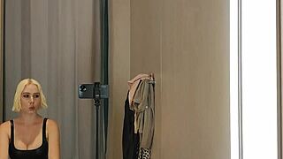 sexy try on haul with completely see-through clothes at the mall, such a public fetish thrill