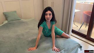 I fire the cute skinny babysitter, but she begs for punishment and i fuck her roughly on the public balcony