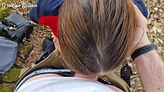 Shy Russian Girl Delivers Slobbery Blowjob On First Date In Woods