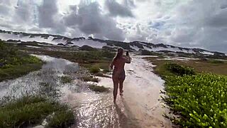 Five Friends Strolling Naked On Salvador's White Sand Beach 😎