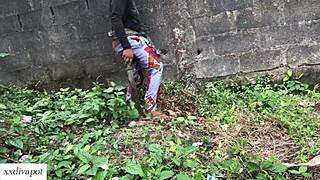 horny farm girl gets doggystyle fuck on farm land with stepbrother