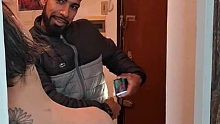 Husband Can't Fix Shower, So I Fuck Electrician In Front Of Him!