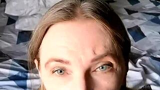 Cougar granny chats with gardener in nature