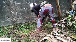 horny farm girl gets doggystyle fuck on farm land with stepbrother