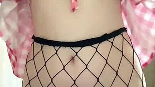 Innocent Girl Teases Big Dildo Through Pantyhose Until Climax