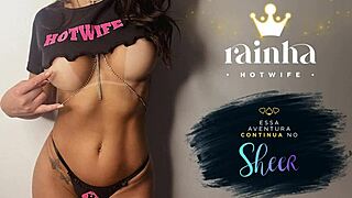 rainha hotwife delivers sloppy blowjob on thick cock in front of submissive cuckold husband