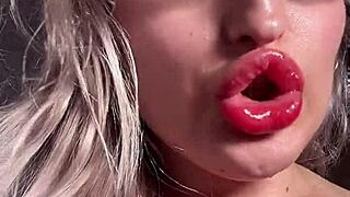 big lips long tongue lipstick lip gloss dirty talking cuckjoi 😈