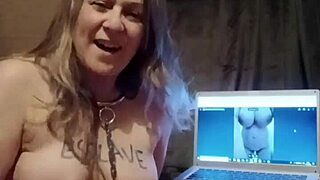 slave girl teasing her pussy with pics of her own slave, bondage dirty talk and handjob fun 😈🔥