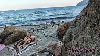 2 flashing my pussy in front of a guy in public beach and he helps me squirt - its very risky - misscreamy
