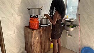 Pussy squirt in the kitchen while riding huge cock and getting bent over 😈💦