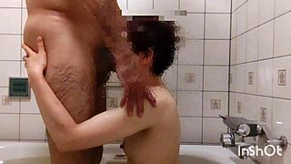 mature woman in bathroom enjoying activity