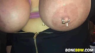 Tied bbw tits get rough punishment in garage.