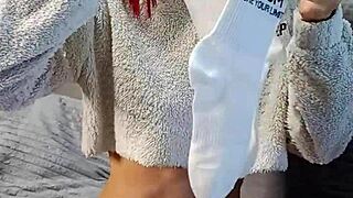 dirty step sister bought socks special to tease my dick?